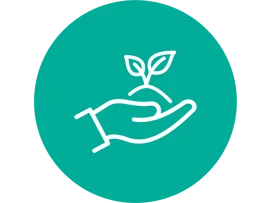 Pictogram van hand met plant erboven